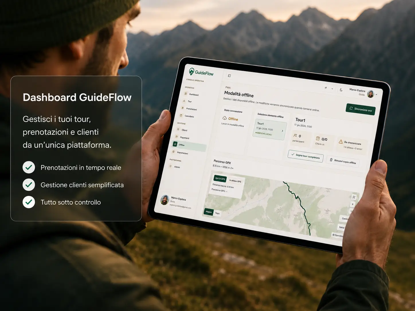 Presentazione GuideFlow: gestione di tour, prenotazioni e informazioni sul campo